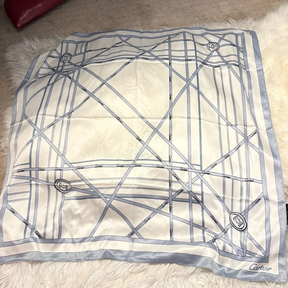 Cartier Silky Scarf 35x35 Purple Monogram Luxury Square Scarf ‼️LAST one